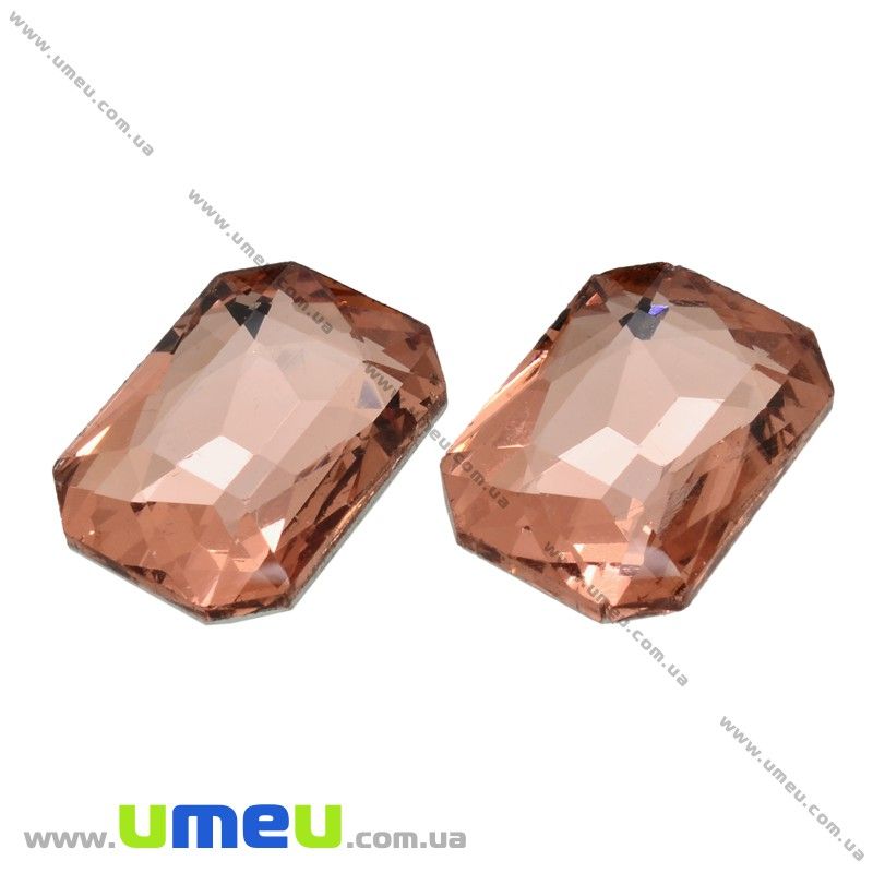 Ріволі скляний, Прямокутний гранований, 18х13 мм, Шампань (KAB-032989)