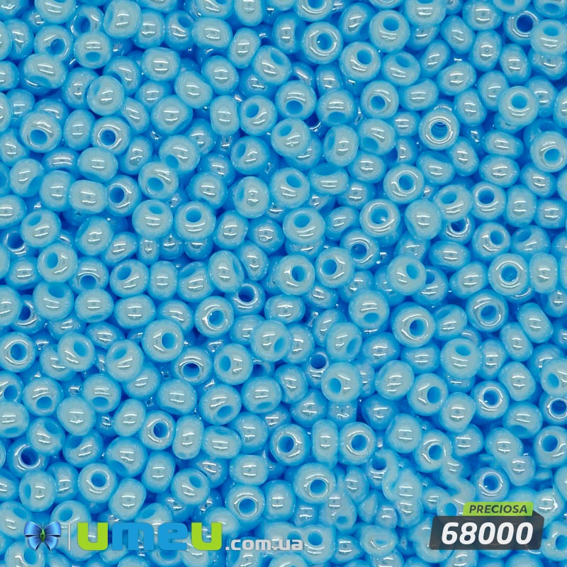 Бісер чеський №586 / 68000, Блакитний, Перламутровий, 10/0 (BIS-010098)