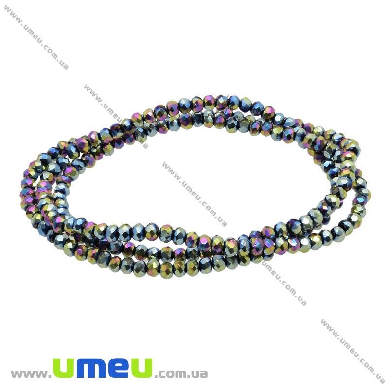 Намистини ронделі, 3х2 мм, Ірис (металік) (BUS-029890)