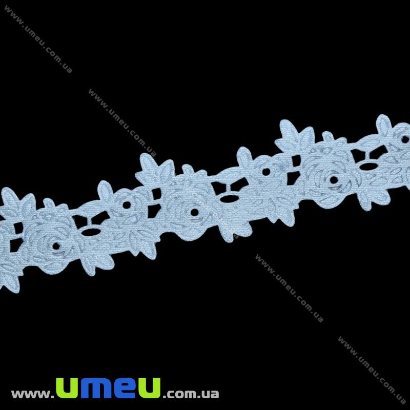 Тесьма тисненая Розочки, 20 мм, Голубая (LEN-025660)