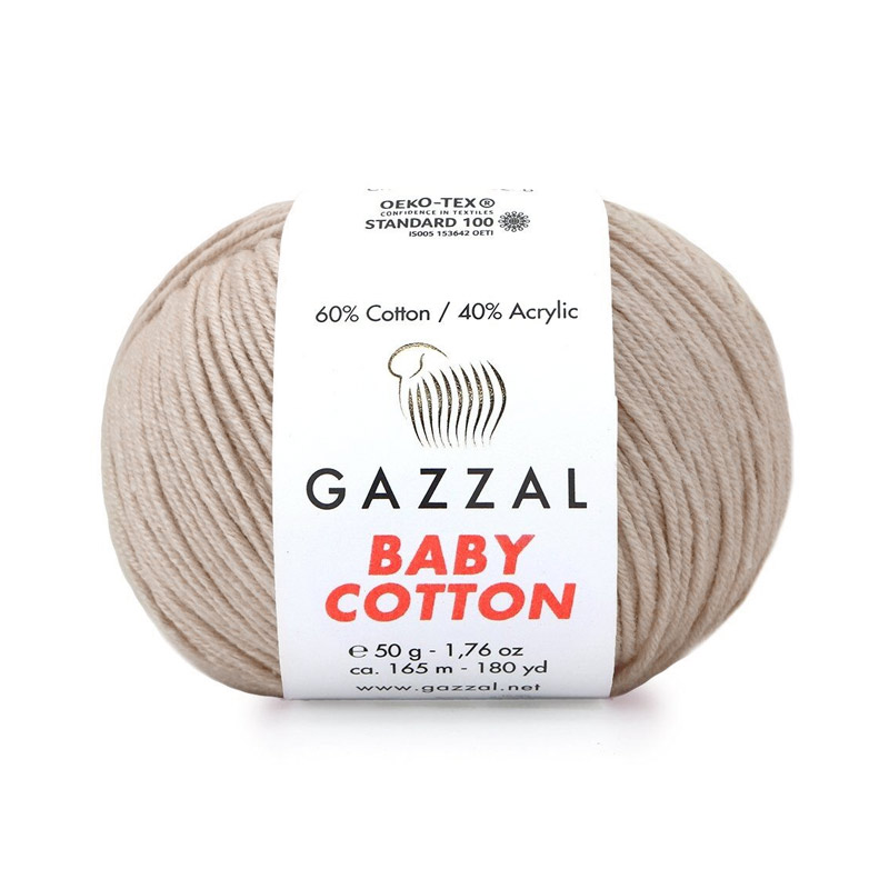 Пряжа Gazzal Baby Cotton №3446, 50 г, 165 м, Бежева (YAR-062517)