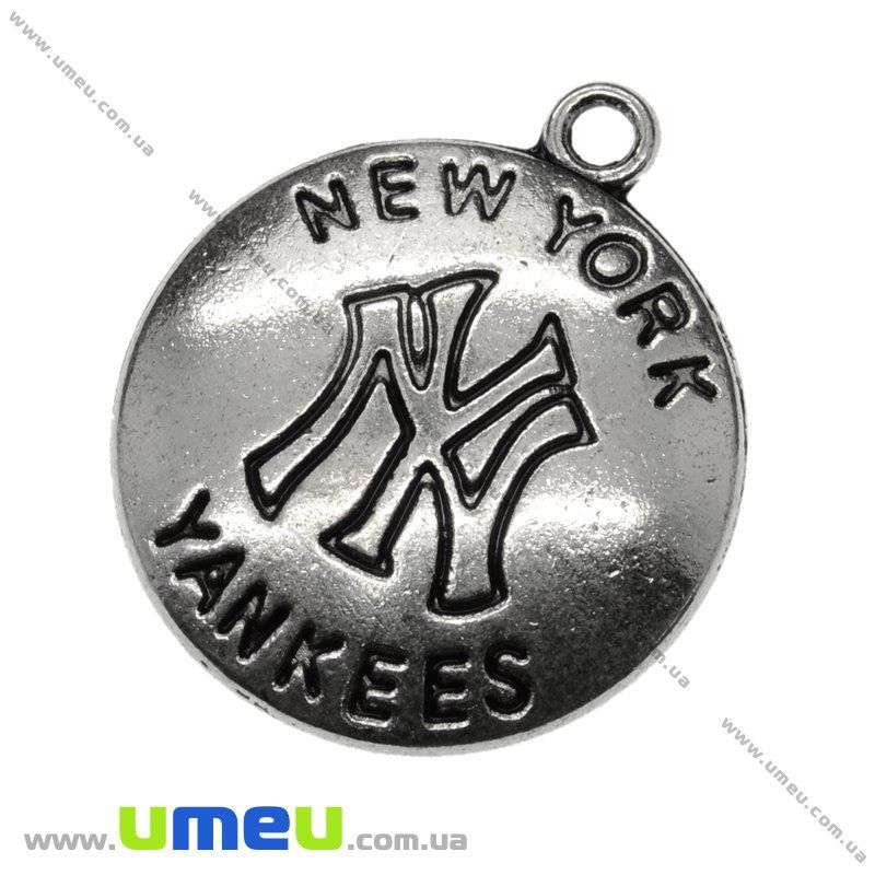 Підвіска метал. New York Yankees, 23х20 мм, Античне срібло (POD-001848)