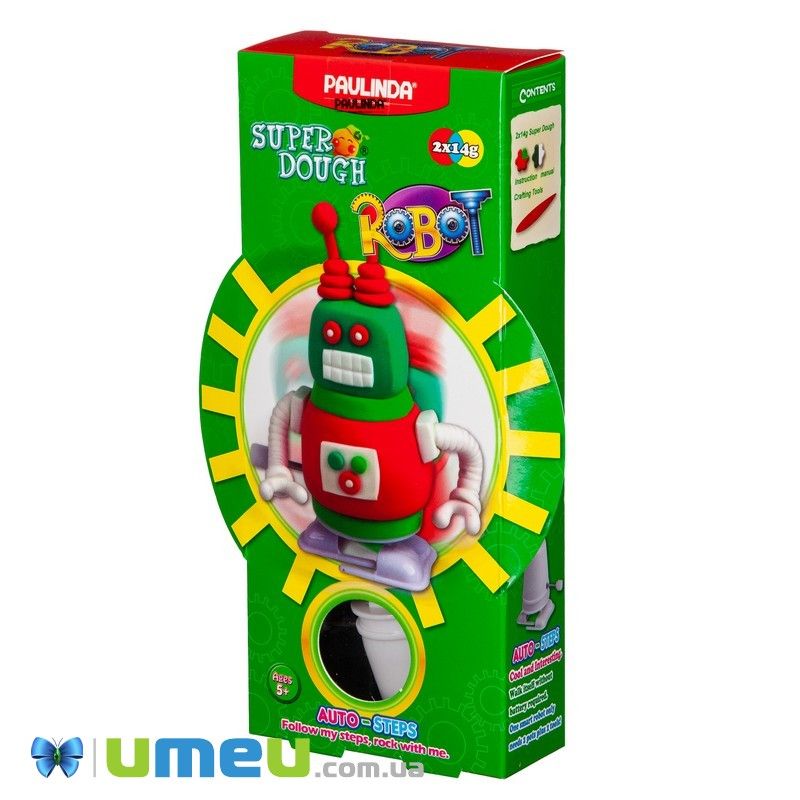 Масса для лепки Paulinda Super Dough Robot заводной механизм (шагает), красный (DIF-043524)