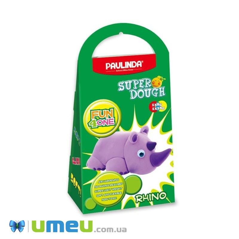 Маса для ліплення Paulinda Super Dough Fun4one Носоріг (рухливі очі) (DIF-043537)