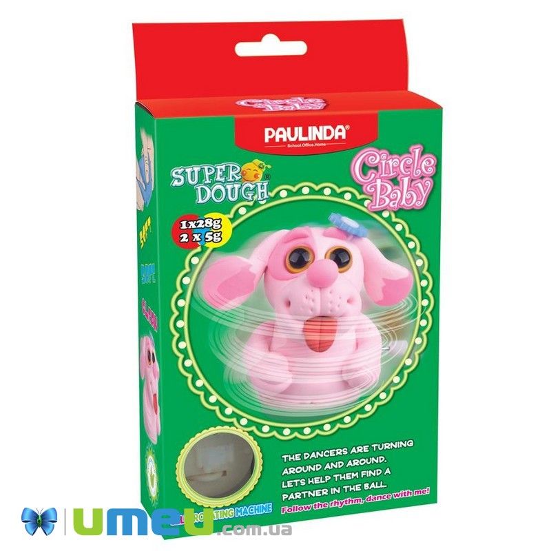 Маса для ліплення Paulinda Super Dough Circle Baby Собака заводний механізм, рожева (DIF-043554)