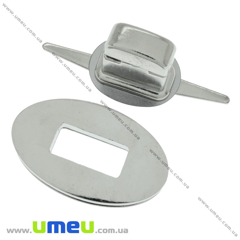 Замок для сумки поворотний, 36х23 мм, Темне срібло (BAG-002398)