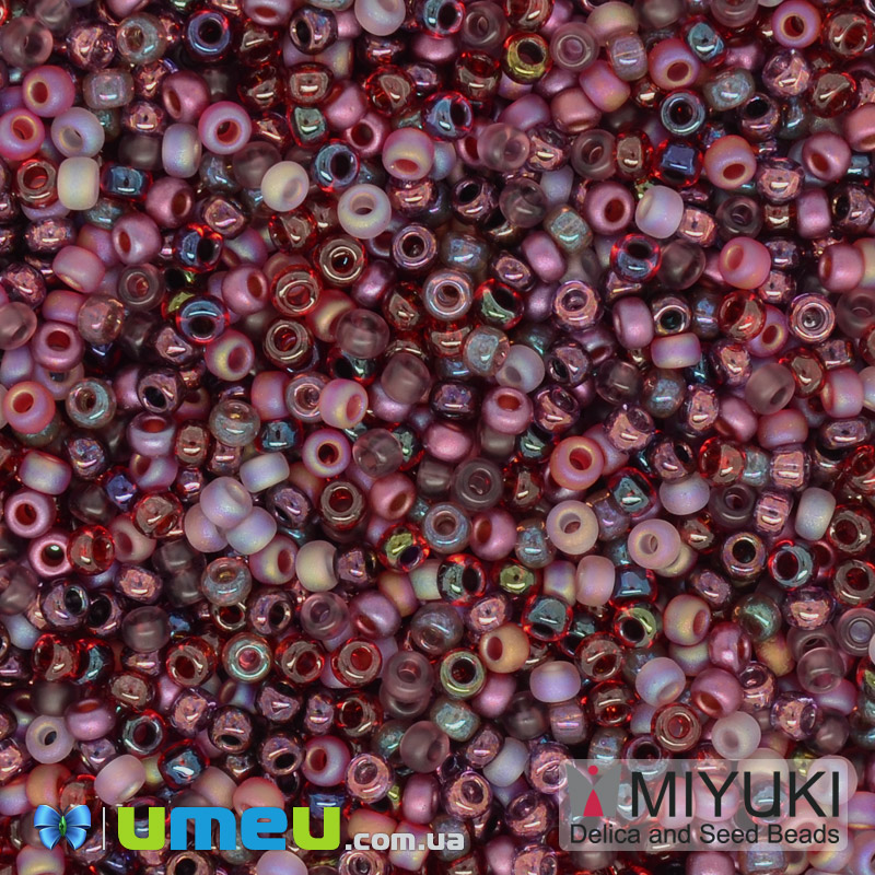 Бісер японський Miyuki круглий RR 11/0 №MIX18, Мікс бордовий (BIS-039795)