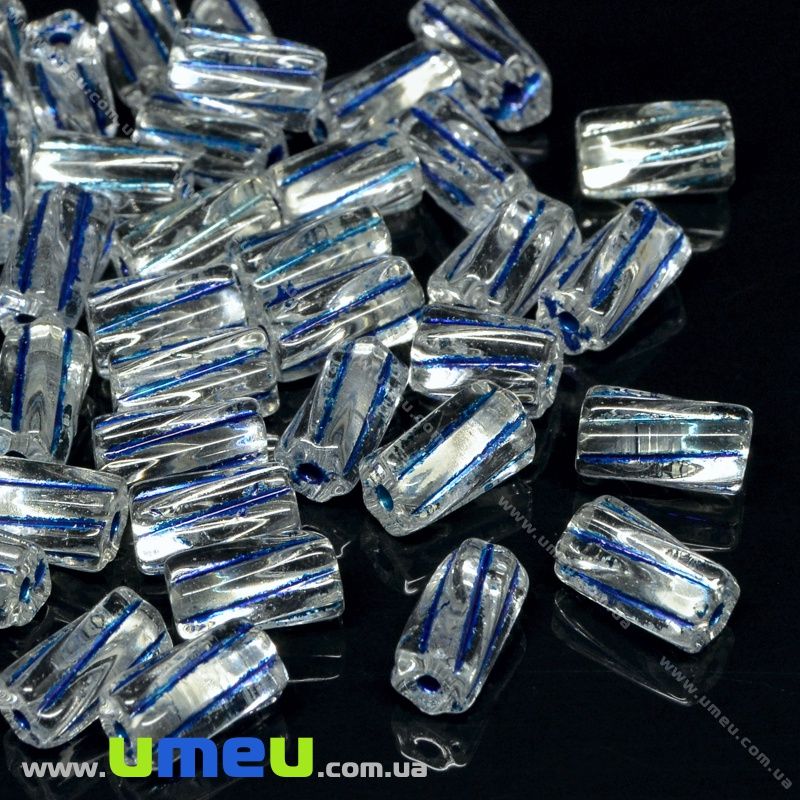 Намистина чеське скло Preciosa Bugles 10х6 мм, №03, Синя (BUS-036369)