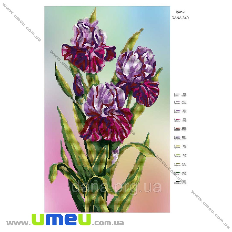 Схема для выш. бисером Dana, Ирисы DANA-349, 40х25 см (SXM-034538)