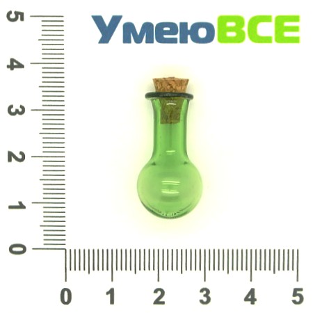 Стеклянная баночка Шар, Зеленая, 14х25 мм (DIF-006700)