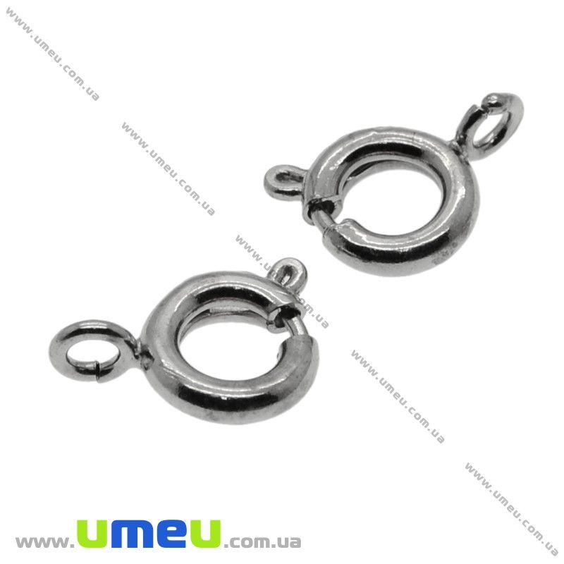 Замок-карабін круглий, Темне срібло, 9х6 мм (ZAM-001489)