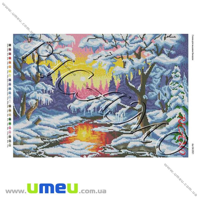Схема для виш. бісером Ricamo, Зимовий захід, 57х40 см (SXM-027884)