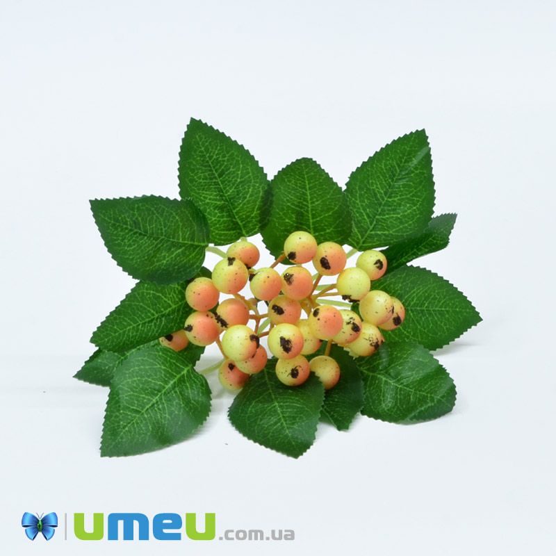 Ветка калины на проволоке, 15х12 см, Желтая (DIF-044686)
