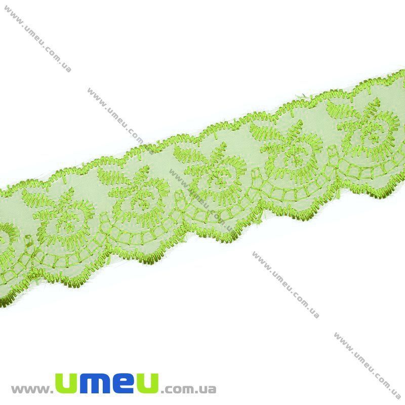 Кружево органза Яблочко, 40 мм, Салатовое (LEN-010435)