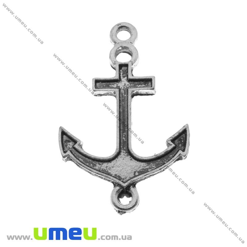 Конектор металевий Якір, 31х20 мм, Античне срібло (KON-001342)