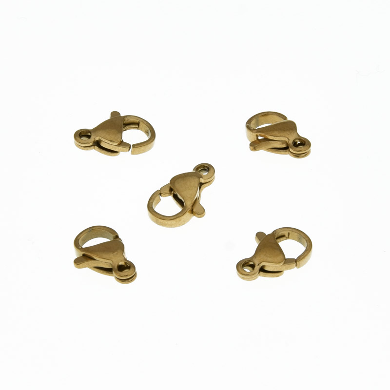 Замки-карабины из нержавеющей стали, 11х7 мм, Золото (STL-057070)