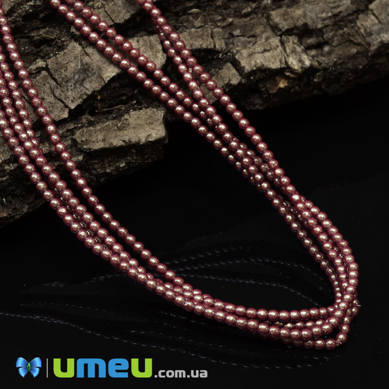 Бусины чешское стекло Preciosa Жемчуг 2 мм Pearlescent Red, Бордовые (BUS-042296)