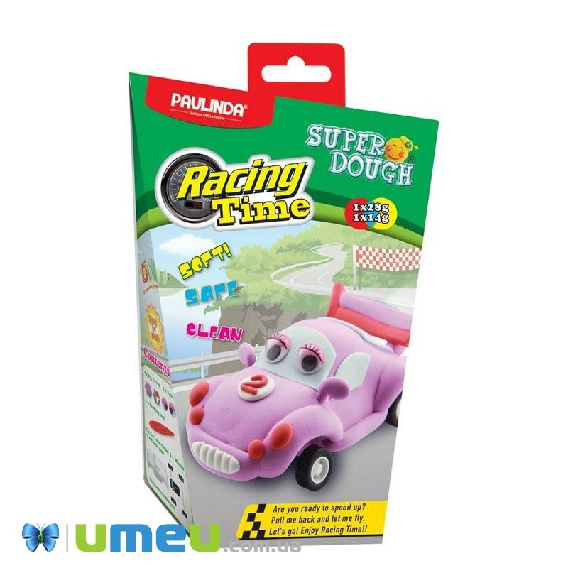 Маса для ліплення Paulinda Super Dough Racing time Машинка рожева (DIF-043528)