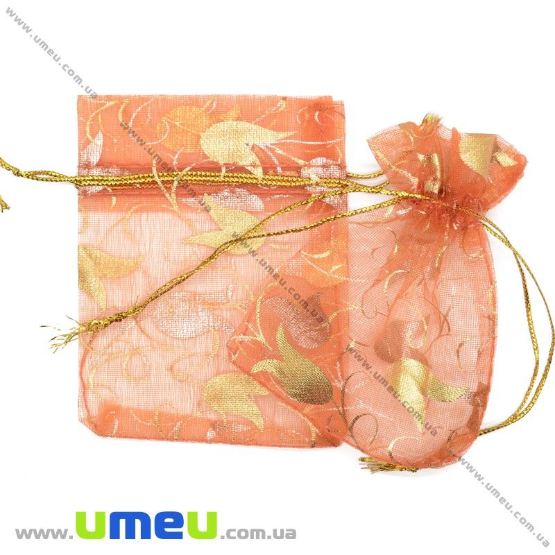 Подарочная упаковка из органзы, 7х9 см, Оранжевая (UPK-026261)