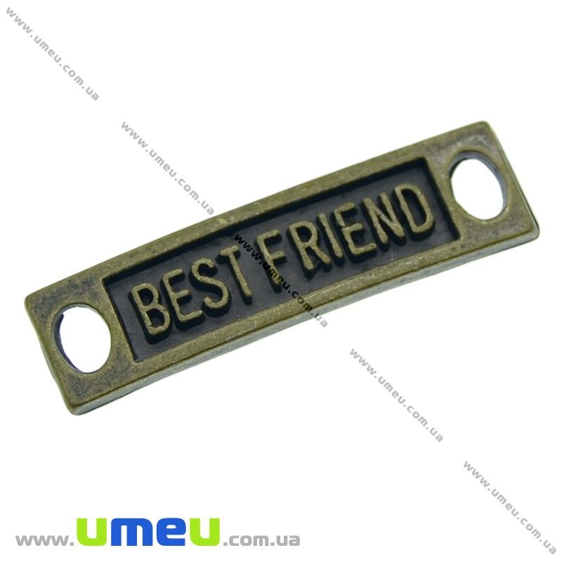 Конектор-пластина металевий Best Friend, 34х9 мм, Антична бронза (KON-010899)