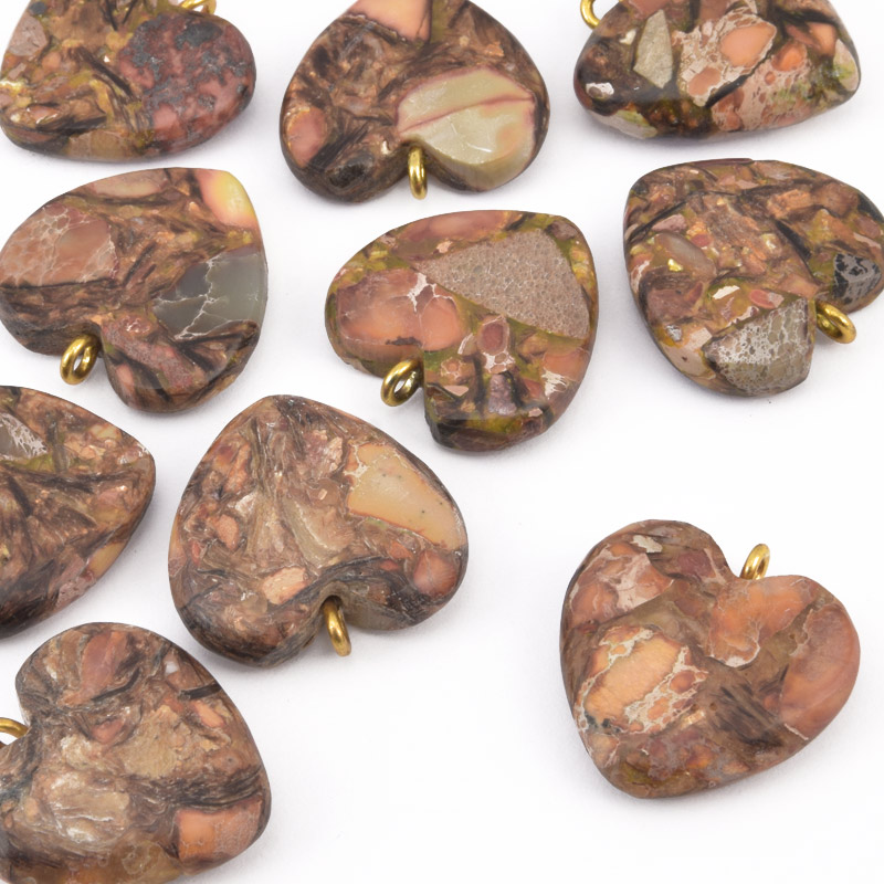 Підвіска Серце, Синт. камінь Яшма імператорська, 20х20 мм (POD-058558)