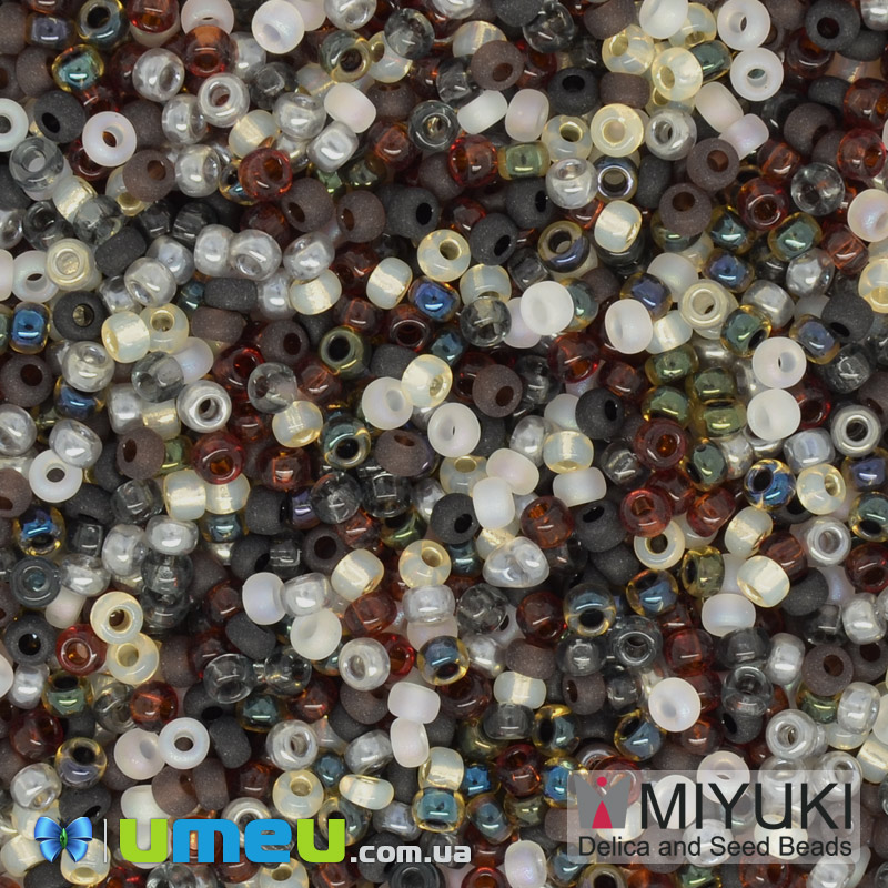 Бісер японський Miyuki круглий RR 11/0 №MIX13, Мікс чорний (BIS-039794)