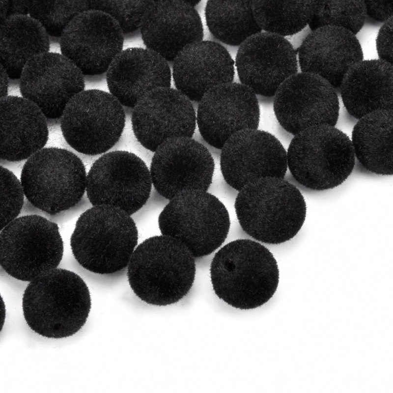 Бусины бархатные, Круглые, 8 мм, Черные (BUS-060178)