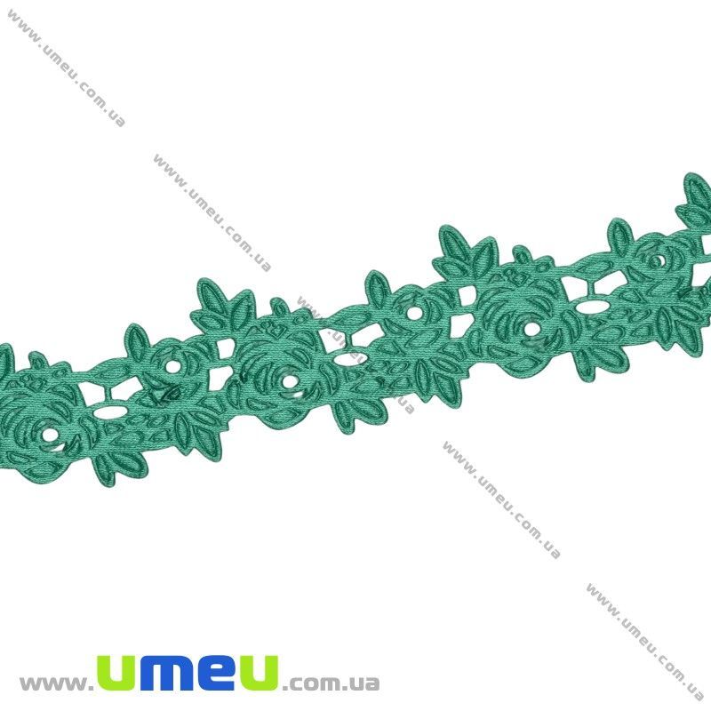 Тесьма тисненая Розочки, 20 мм, Зеленая (LEN-025662)