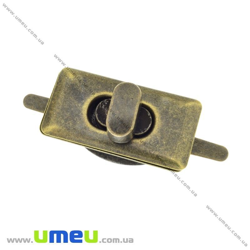 Замок для сумки поворотний, 35х18 мм, Антична бронза (BAG-002402)