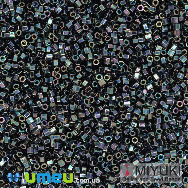 Бісер японський Miyuki Delica Hex Cut 15/0 DBSC-0005, Ірис синій (BIS-040123)