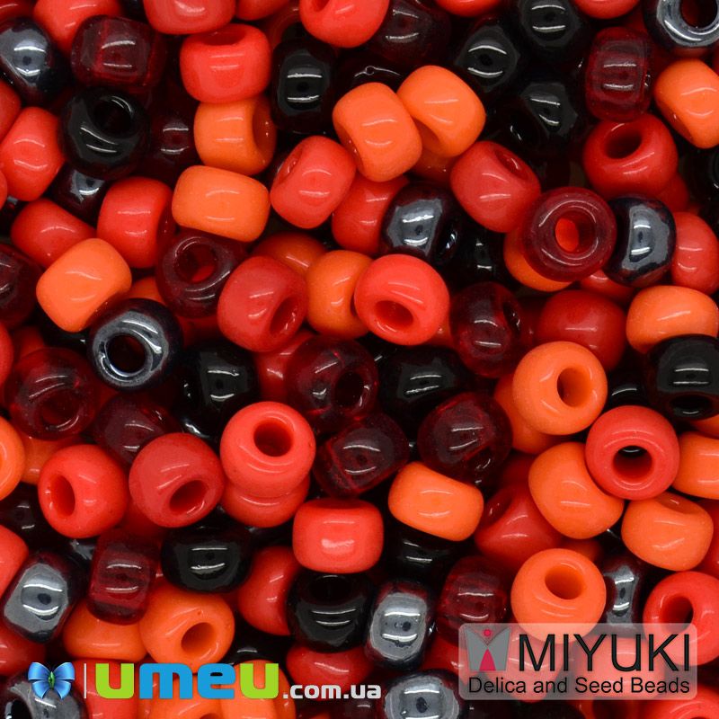 Бісер японський Miyuki круглий RR 6/0 №mix32, Червоно-чорний (BIS-046000)