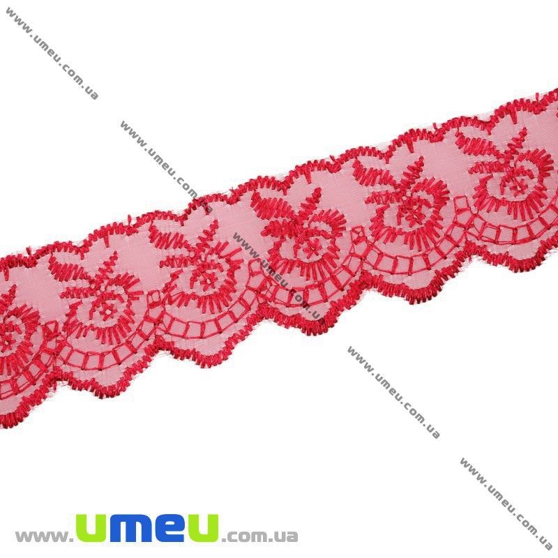Мереживо органза Яблучко, 40 мм, Червоне (LEN-014511)
