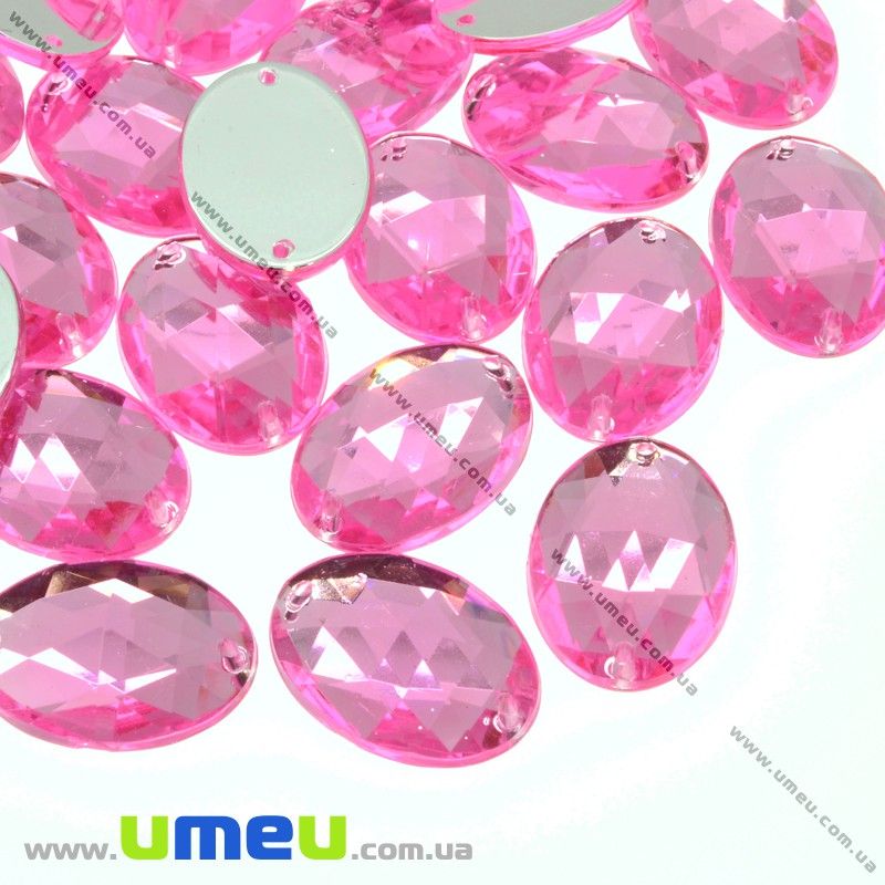 Пришивний кристал пласт. Овал гранований, 14х10 мм, Рожевий (KAB-012113)