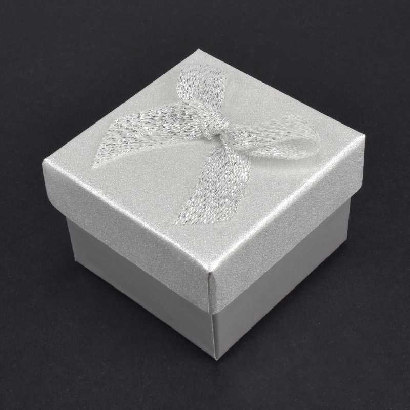 Коробочка Квадратна під колечко, 5х5х3,5 см, Срібляста (UPK-060587)