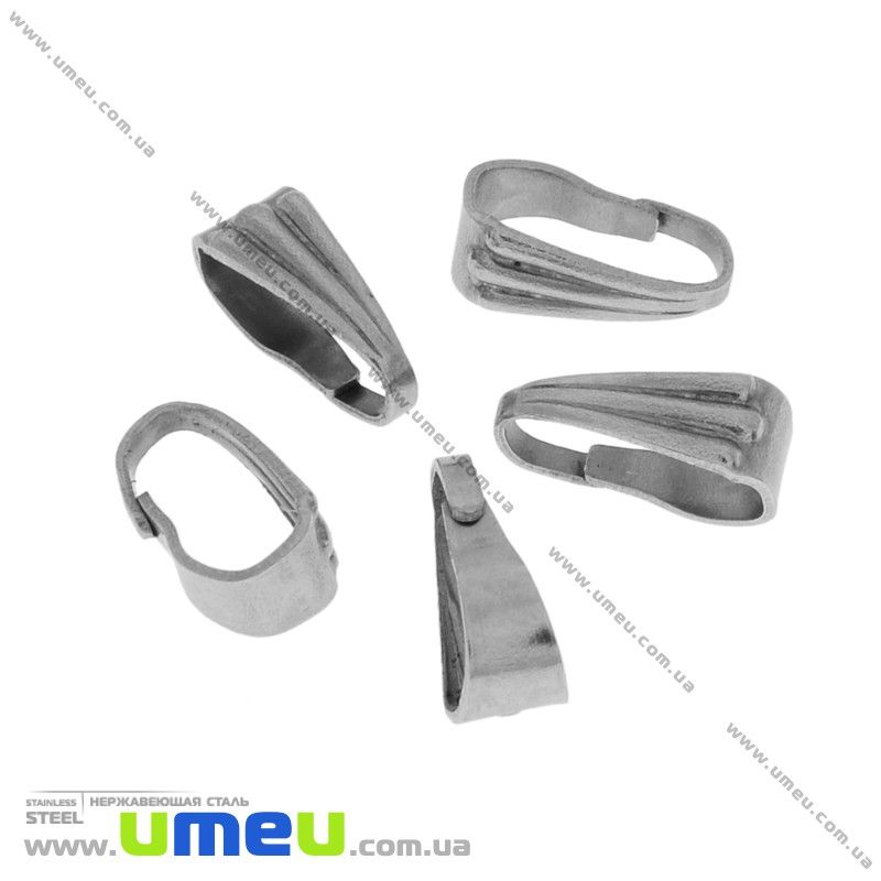 Тримач для кулона з нержавіючої сталі, 9х4 мм, Темне срібло (STL-032709)