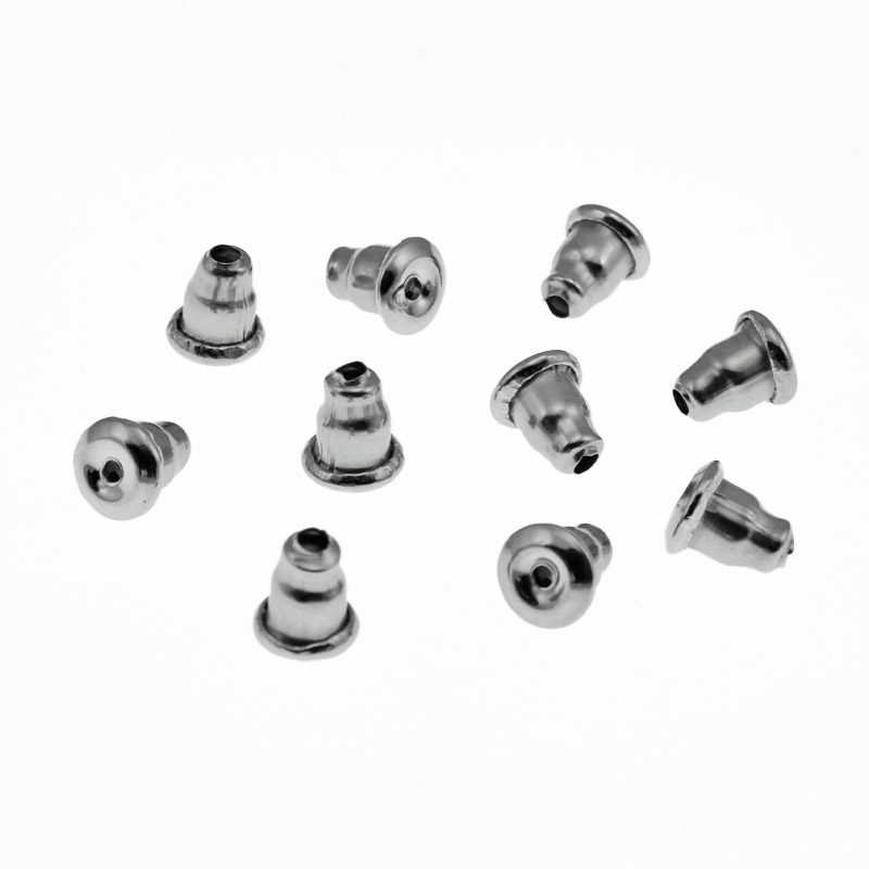 Заглушки для пусет из нерж. стали, 6х5 мм, Темное серебро (STL-056190)