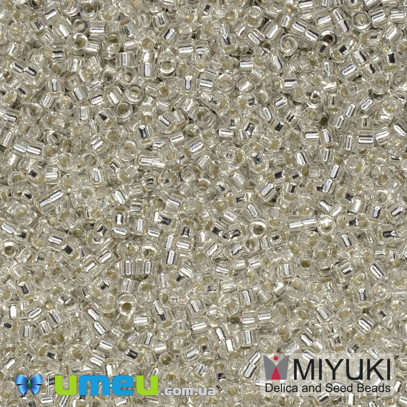 Бісер японський Miyuki Delica 15/0 DBS41, Сріблястий (BIS-049656)