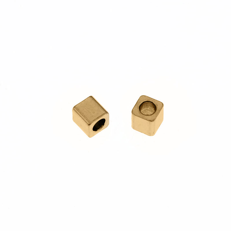 Бусина из нержавеющей стали Куб, 2,5 мм, Золото (STL-055614)