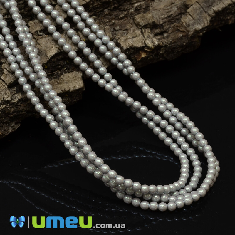 Намистини чеське скло Preciosa Перли 3 мм Pearlescent Grey, Сірі (BUS-042312)