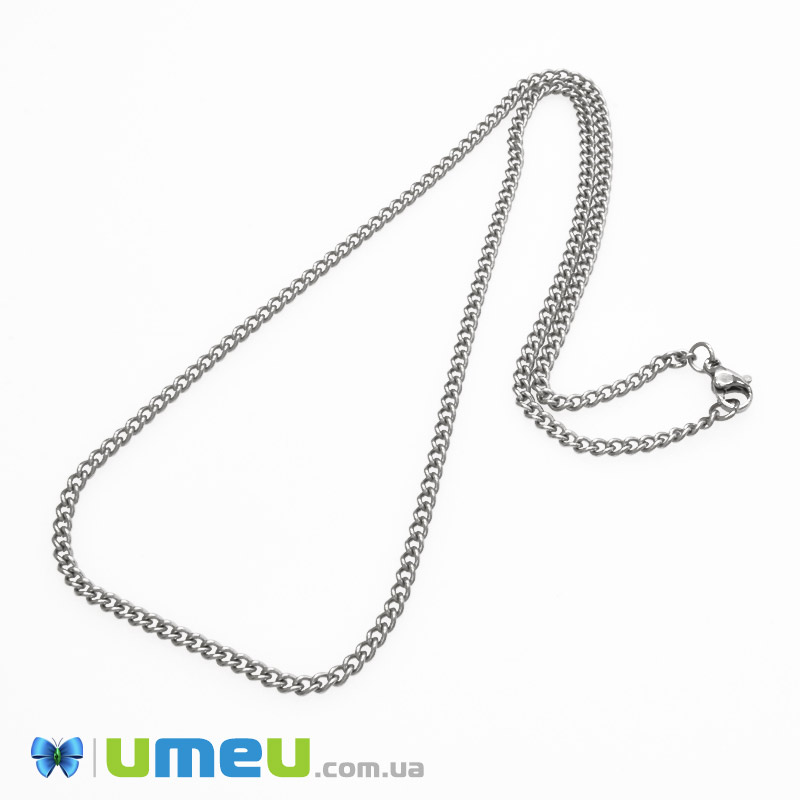 Основа на шию з нерж. ст., Темне срібло, 3 мм, 50 см (STL-044625)