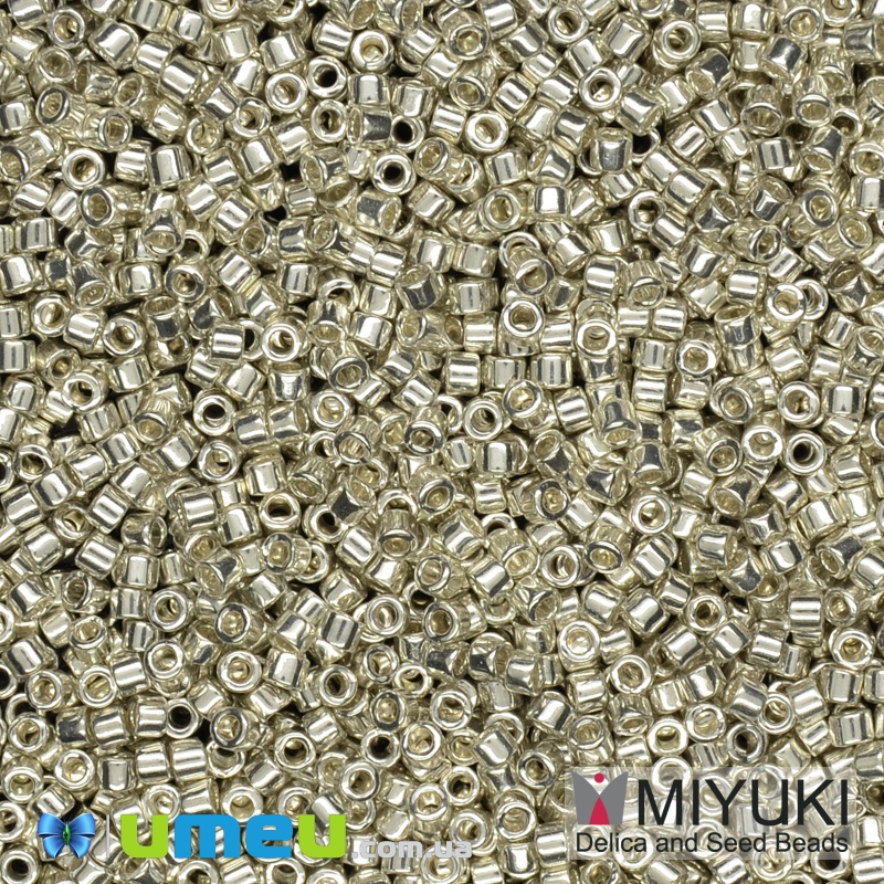 Бісер японський Miyuki Delica 11/0 DB035 гальванізований, Сріблястий (BIS-038846)