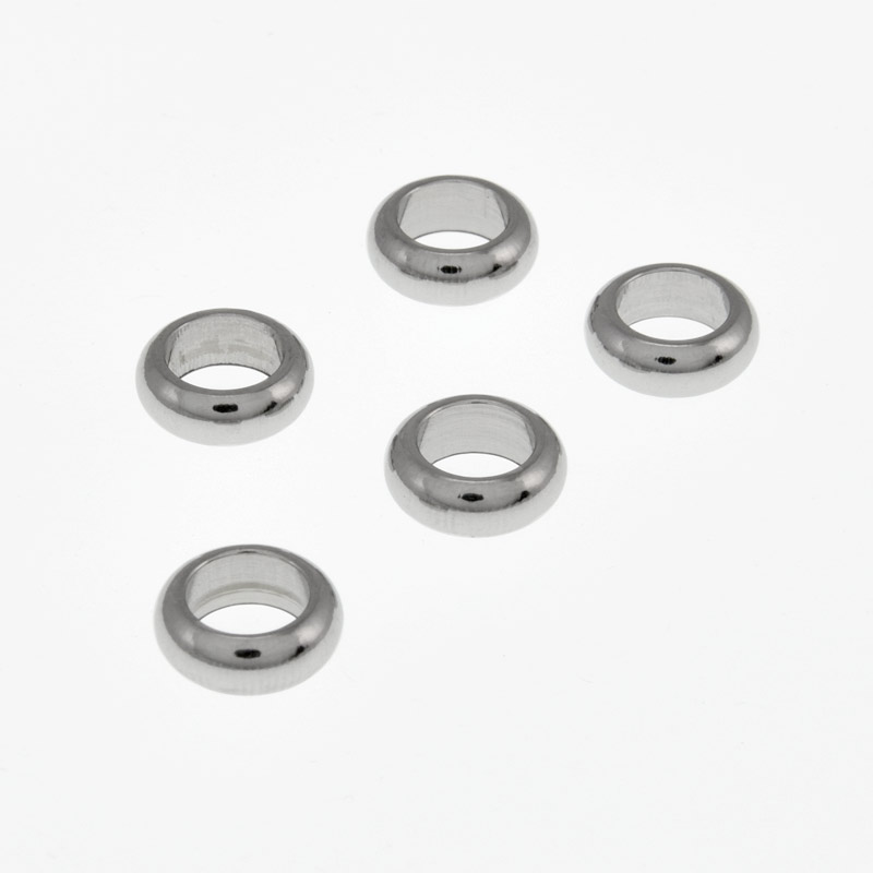 Бусины из нерж. стали Круглые плоские, 8х3 мм, Темное серебро (STL-058413)