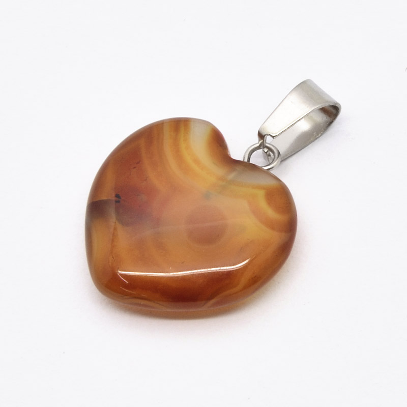 Підвіска Серце, Натур. камінь Сердолік, 20х20 мм (POD-054360)