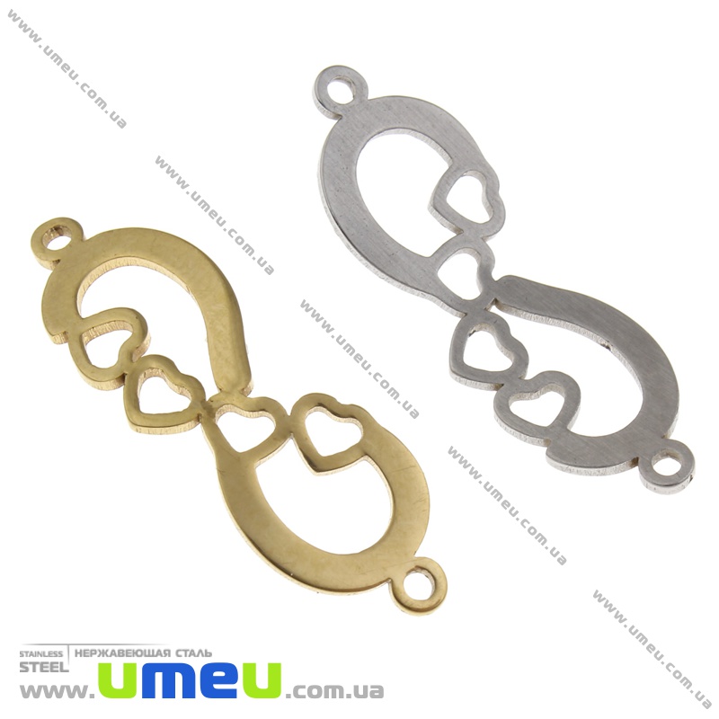 Коннектор из нерж. стали Бесконечность, 32х10 мм, Золото (STL-036528)