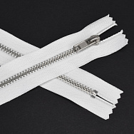 Блискавка брючна металева нероз'ємна, 18 см, Тип 4, Біла, Срібло (ZIP-060429)