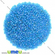 Бісер китайський середній, 8/0, Блакитний АВ прозорий, 3 мм (BIS-007980)