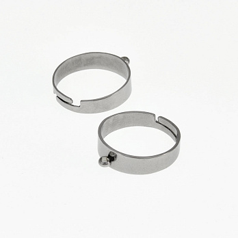 Кольцо из нерж. стали с петлей, 18 мм, Темное серебро (OSN-060526)