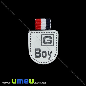 Аплікація пришивна кожзам Boy, 3х2 см, Біла (APL-031746)