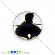 Кабошон скляний з принтом Кіт, 18 мм, Круглий (KAB-013675)