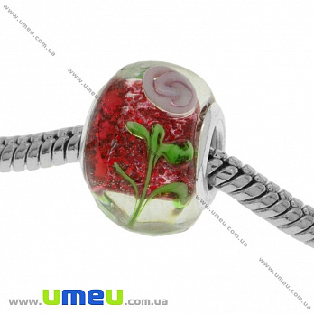 [Архів] Намистина PANDORA Lampwork, 14х10 мм, Червона, Срібло (BUS-019011)